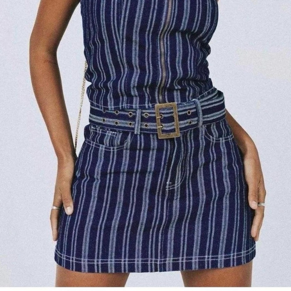 Princess Polly Navy Striped Mini Skirt